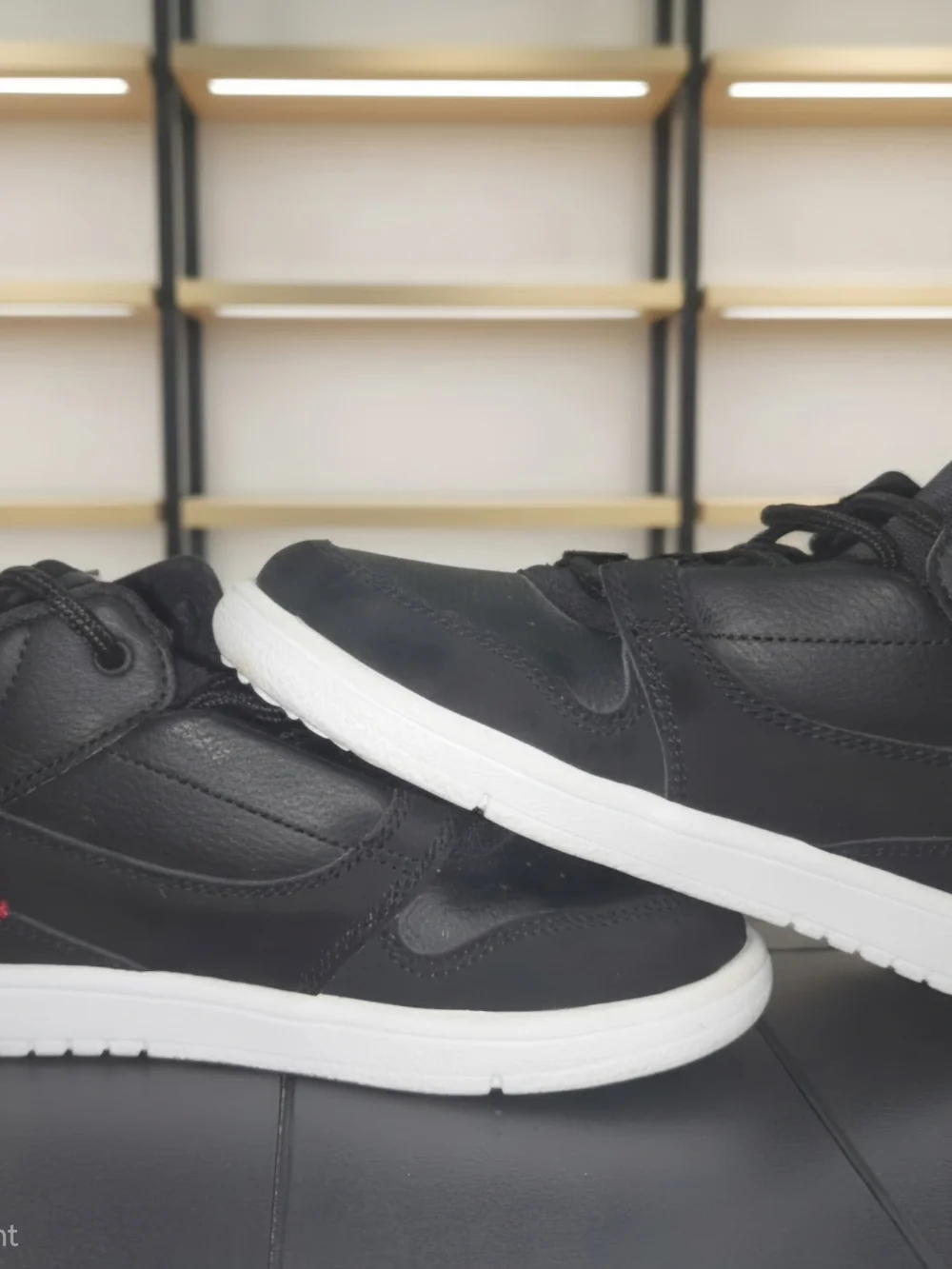 Kids Black Jordan Leather Sneakers with White Sole AO1330-016